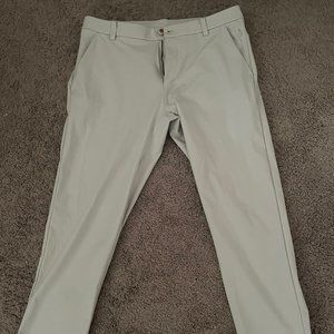 Men's Lululemon Commission Slim-Fit Pant, size 34 with 32" inseam, Grey (Bone)